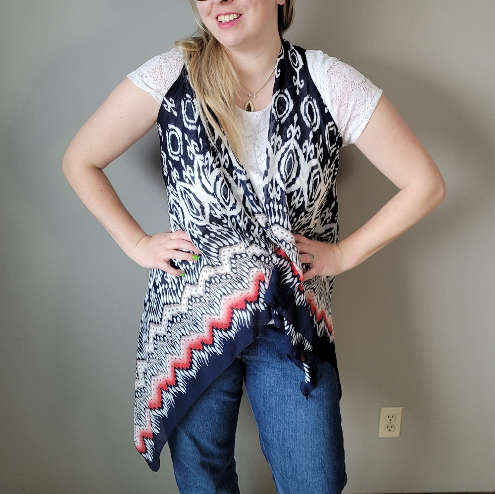 Bohemian batik chiffon waterfall vest